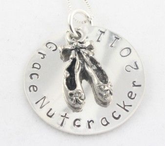   Ballerina Nutcracker Silver Necklace Handstamped Personalized Custom