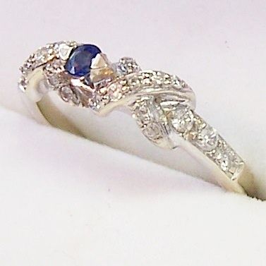   GOLD 14KT SAPPHIRE & DIAMOND 1/3 CARAT CT TOTAL GEM WEIGHT BAND RING