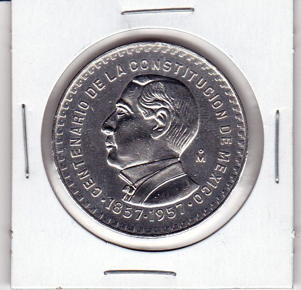 Peso Centenario de la Constitucion de Mexico 1857 1957.  