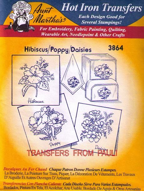   Poppy Daisies Floral Design Embroidery Transfers for Linens & Clothing