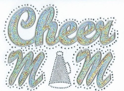   Transfer Applique Rhinestone and Silver Sequin Cheer Mom design  