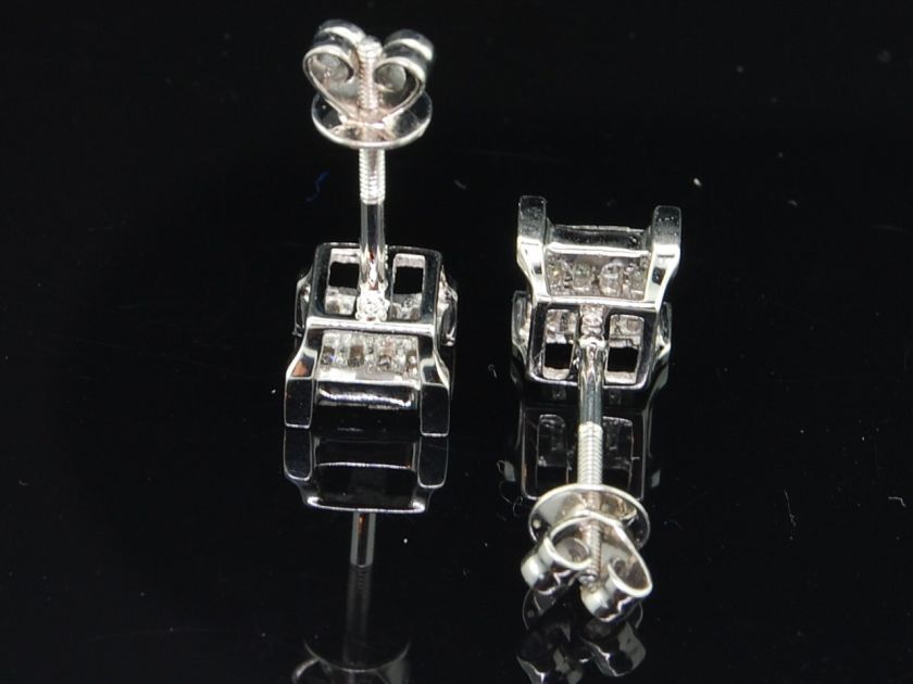   WHITE GOLD 0.50 CT PRINCESS CUT DIAMOND STUDS EARRINGS 4 PRONG  