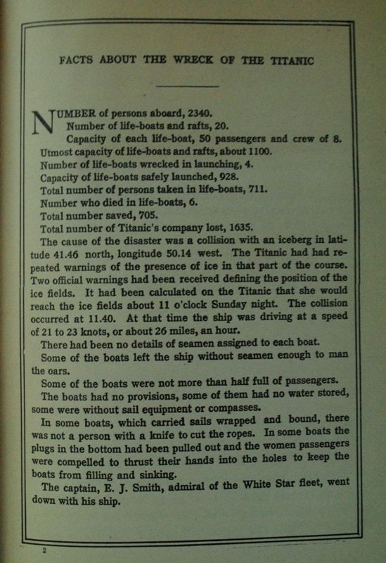   Book “THE SINKING OF THE TITANIC AND OTHER GREAT SEA DISASTERS