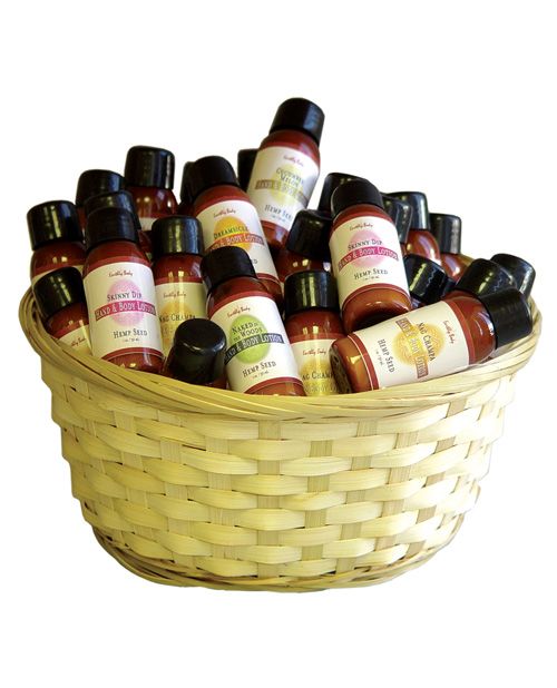 Earthly Body Hemp Moisturizing Body Lotion Basket of 50 Assorted 1 Oz 