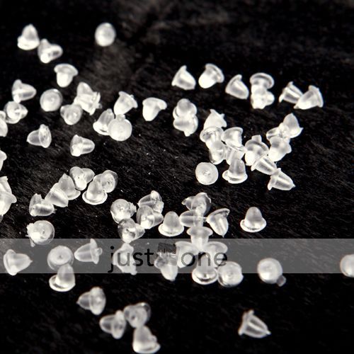 100Pcs Soft Clear Rubber Earring back Stoppers Plugs  