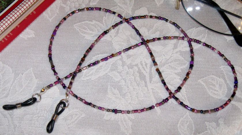 ARTSYBeaded Eyeglass Chain Holder~PURPLE CHAOS  