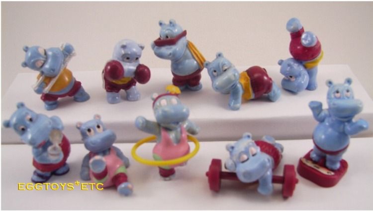  FITNESS GYM EXCERCISING HIPPOS GERMAN Kinder Surprise 1990 Set/10 