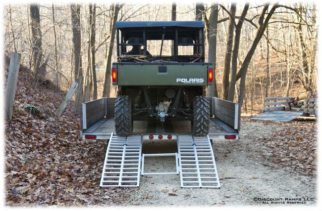 Ride Master Folding UTV Ramps loading a UTV onto a trailer