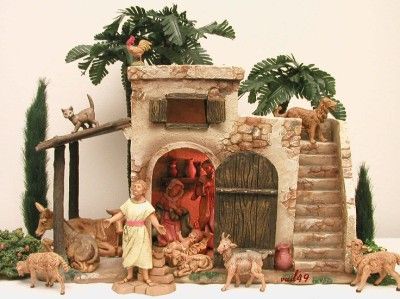 FONTANINI ITALY 5VILLAGE BETHLEHEM INN NATIVITY NEW BX  