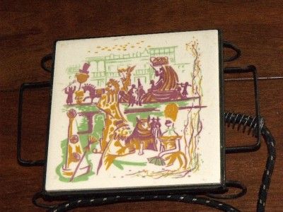 VTG RETRO HOT PLATE CERAMIC MARDI GRAS SCENE  