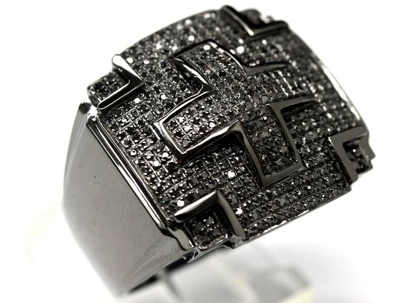 FSR2477T5   10K BLACK GOLD DIAMOND MENS HIP HOP SQAURE CROSS RING