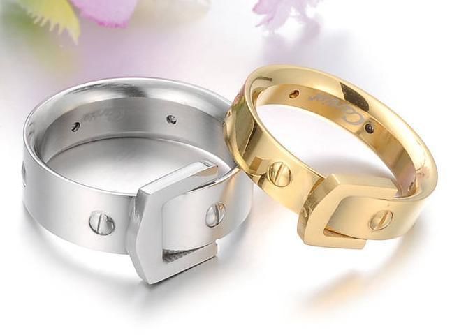 Titanium 316L S Steel 18K Gold Belt Ring Set Couple Wedding Bands Many 