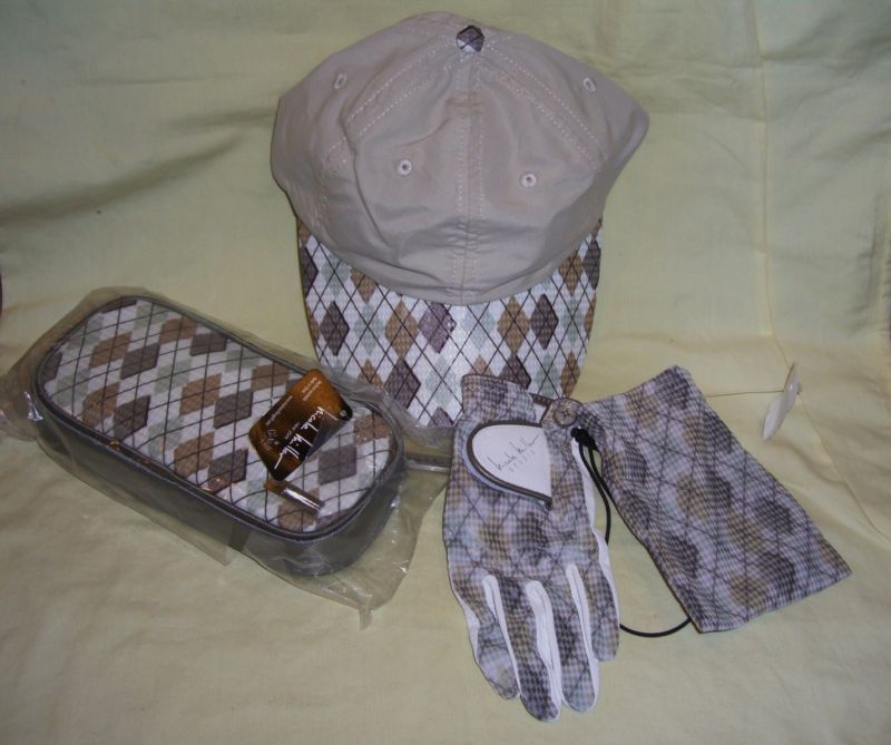 Nicole Miller Golf Hat Amenities Bag Glove w/ Bag Lg L  