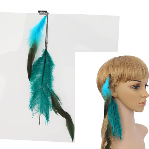   Green Ostrich Feather Clip On Hair Extensions Hair Extensions  