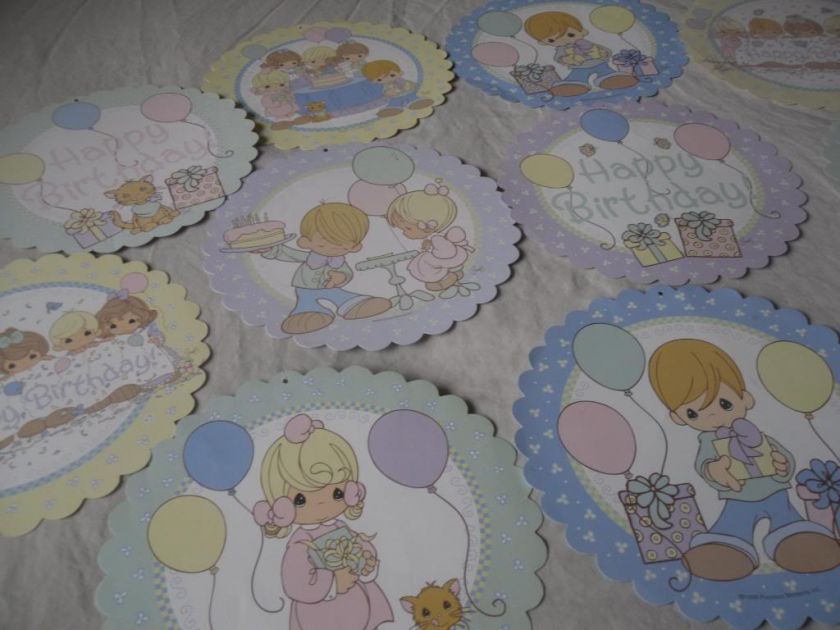 Precious Moments Happy Birthday Party set of 11 round hanging 