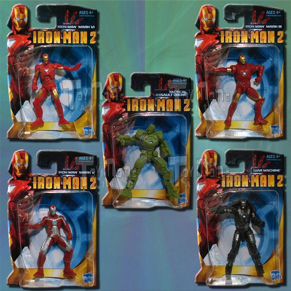 IRON MAN 2   COMPLETE SET OF 5 3IN FIGURES   HASBRO  