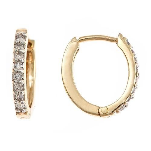 15ct Diamond Huggie Hoop Earrings 14k Yellow Gold  