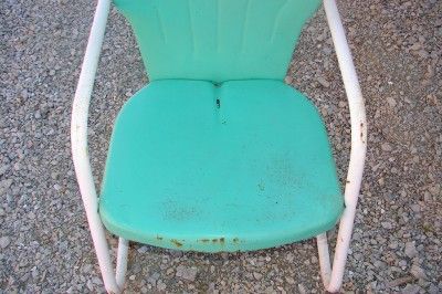 Vintage Metal Lawn Chair With Shell Back  