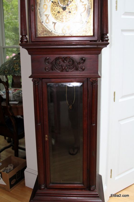 Antique Mahogany Grandfather Clock Oscar Onken label  