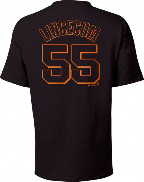 Tim Lincecum Majestic Name and Number Black San Francisco Giants T 