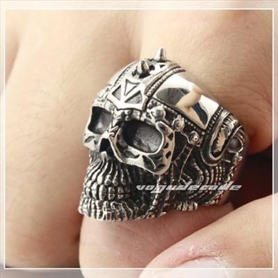 316L Stainless Steel Cool Punk & Rock Skull Men`s Ring 4E036  