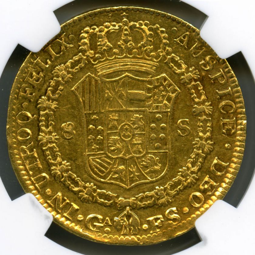 1821 Ga FS Gold 8 Escudos NGC AU53 #4710  