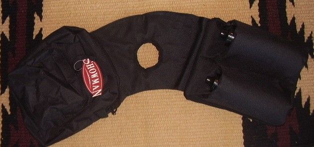 Showman Saddle Bag horn Water Bottles Horse Tack Black  