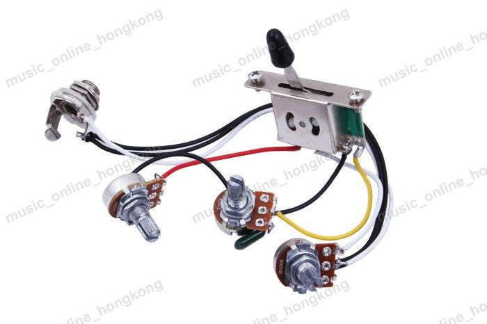   Wiring Harness,1V2T 1Jack 3 500K Pots 5Way Switch For Strat  