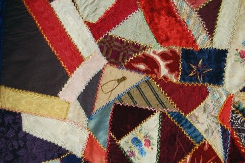 ORNATE Victorian Crazy Antique Quilt dated 1890  