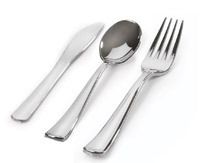 600 Pieces Reflections Plastic Silver Silverware Cutlery 200 SETS 