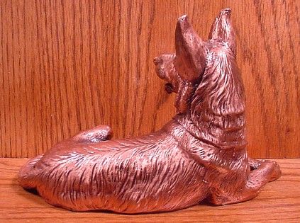 Copper GERMAN SHEPHERD DOG LYING DOWN Figurine Statue  