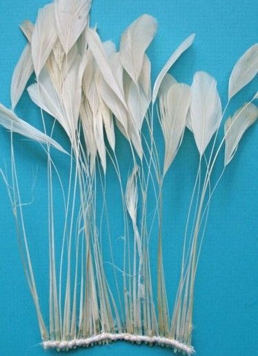 30 PCS. SOFT IVORY STRIPPED COQUE ROOSTER FEATHERS  