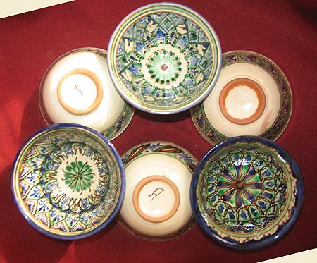 UZBEK NATIONAL HAND MADE PAINTED CERAMIC 10 PCS FULL SET #7854  