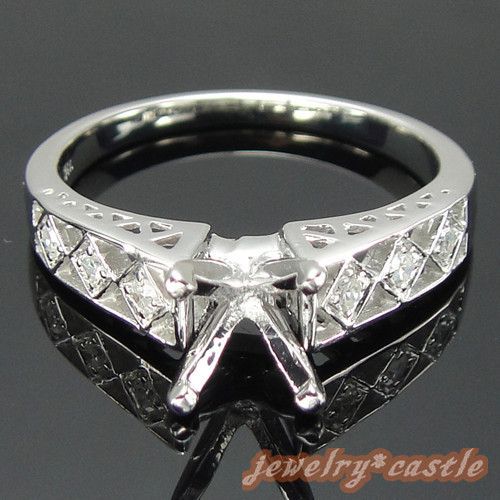   SOLID 14K WHITE GOLD DIAMOND SEMI MOUNT SETTING ENGAGEMENT RING  