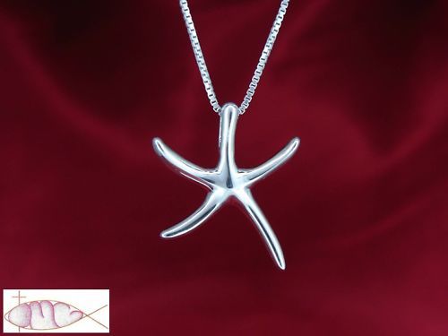 Solid Sterling Silver Dancing Starfish Pendant Necklace  