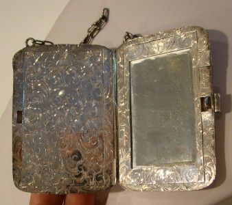 Fine Antique Art Nouveau Sterling Silver Dance Purse Compact  