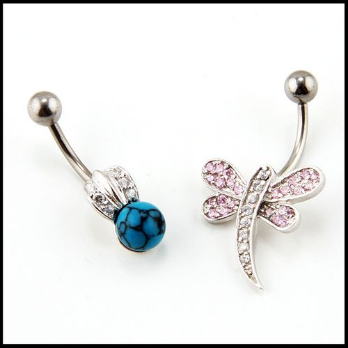 PCS. 925 SILVER 14g BELLY BUTTON RINGS Navel CZ Stone  