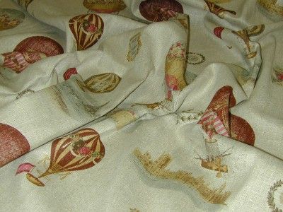 Montgolfier Balloon French Designer Fabric Linen by mt  