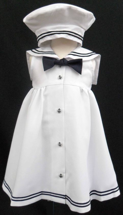   Toddler Sailor Easter Formal Party Dress Outfits 2T 3T 4T White  