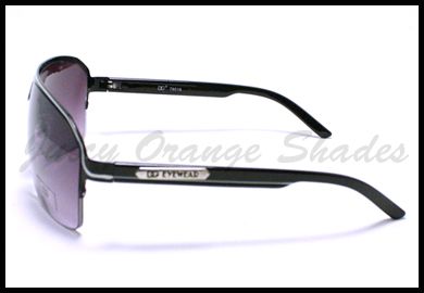   Mens SPORTY RACER HALF RIM Fashion Sunglasses BLACK w/ WHITE  