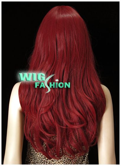 61cm Long Curly Dark Red Hair Wig MU80  