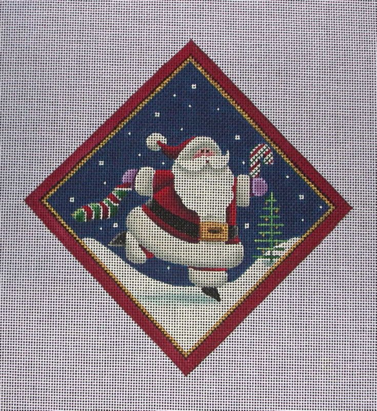 Rebecca Wood Santa Cane and Stocking Needlepoint Canvas  